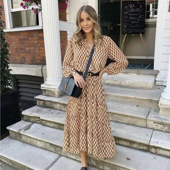 Zara Limited Edition Olivia Palermo Geographic Printed Midi Long Dress S Small - Picture 2 of 11
